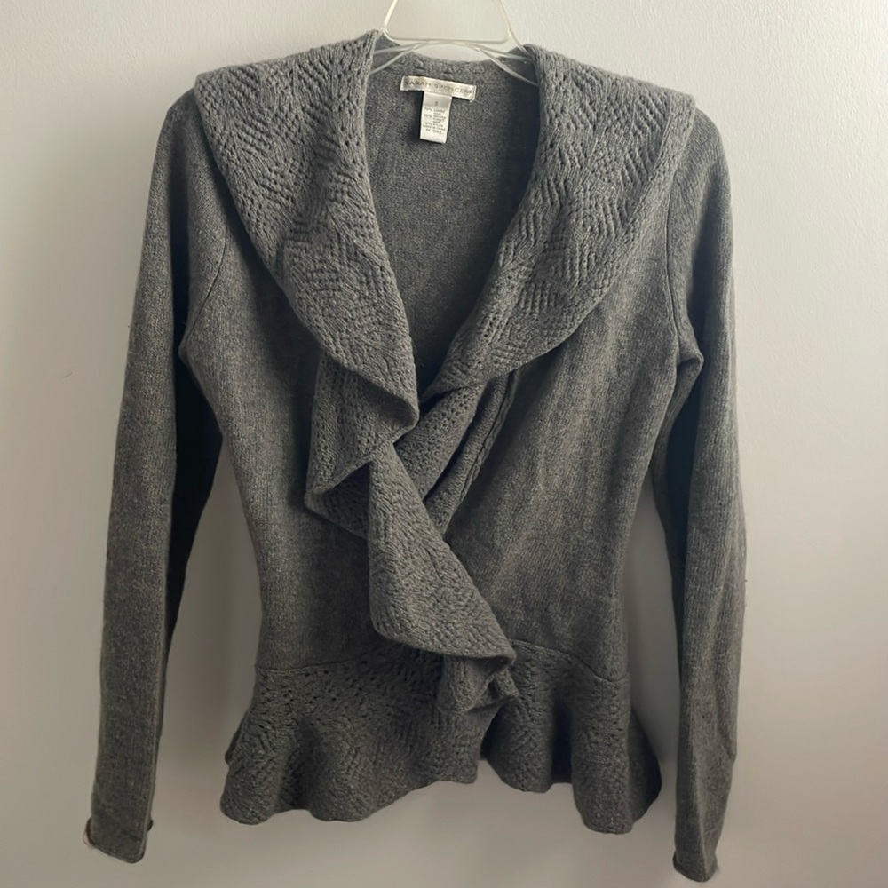 Sarah Spencer Grey wrap wool cardigan size S